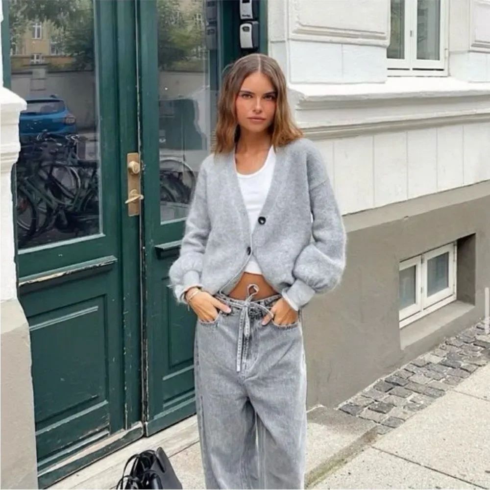 Gray oversized cardigan